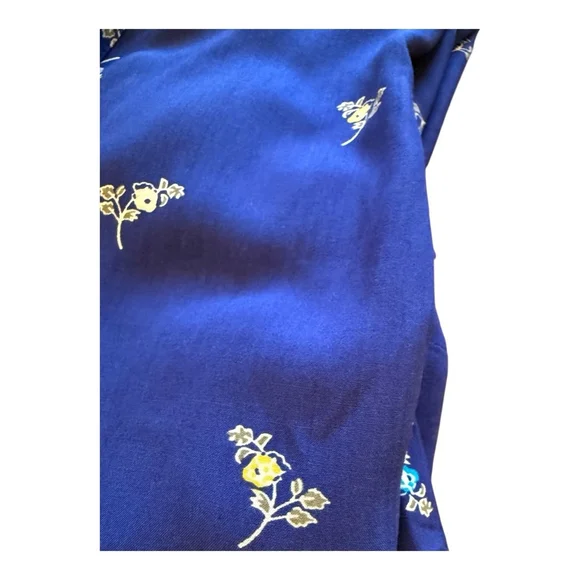 NWT Women's LOFT Outlet Blue Floral Button Front Belted Shirt Dress Size 4 - Picture 8 of 13